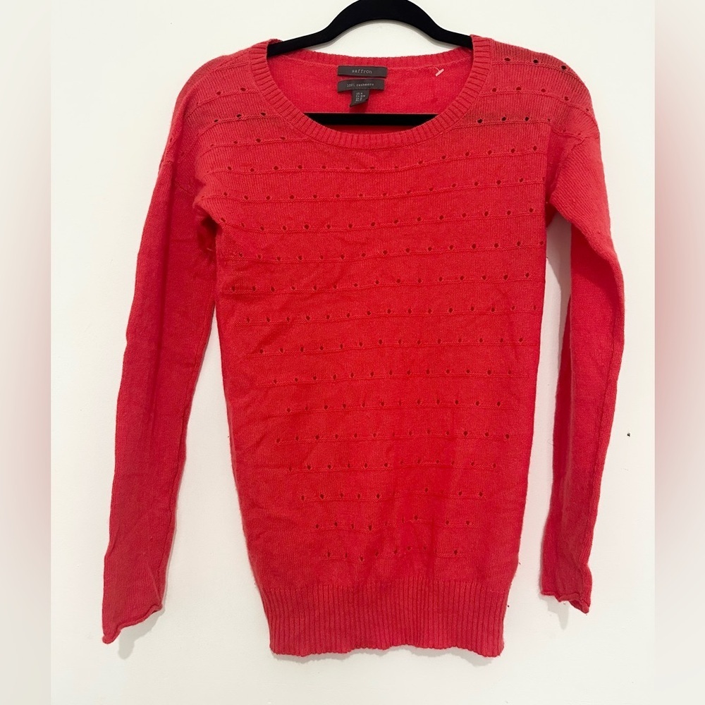 Saffron coral cashmere sweater size medium pullover crewneck